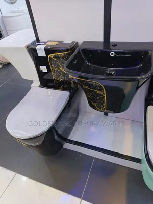 Glossy Black With Marble Gold Executive Wc