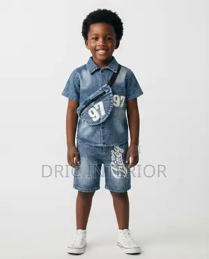 Boy's Blue Jeans Short and Shirt Set 1-5 Years