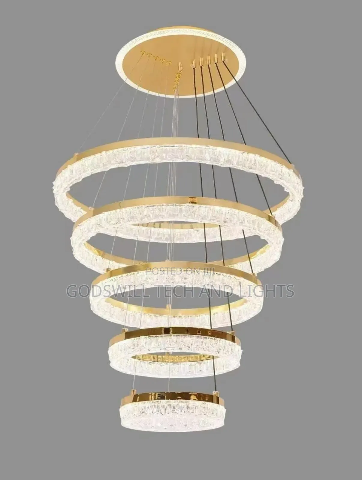 5-Ring Crystal Pendant Chandelier