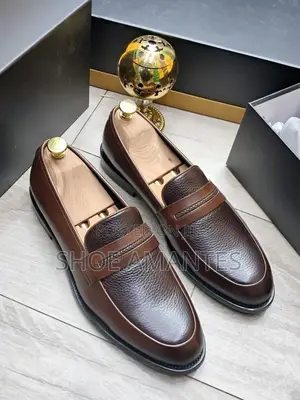 Men’S Brown Leather Penny Loafer Shoe