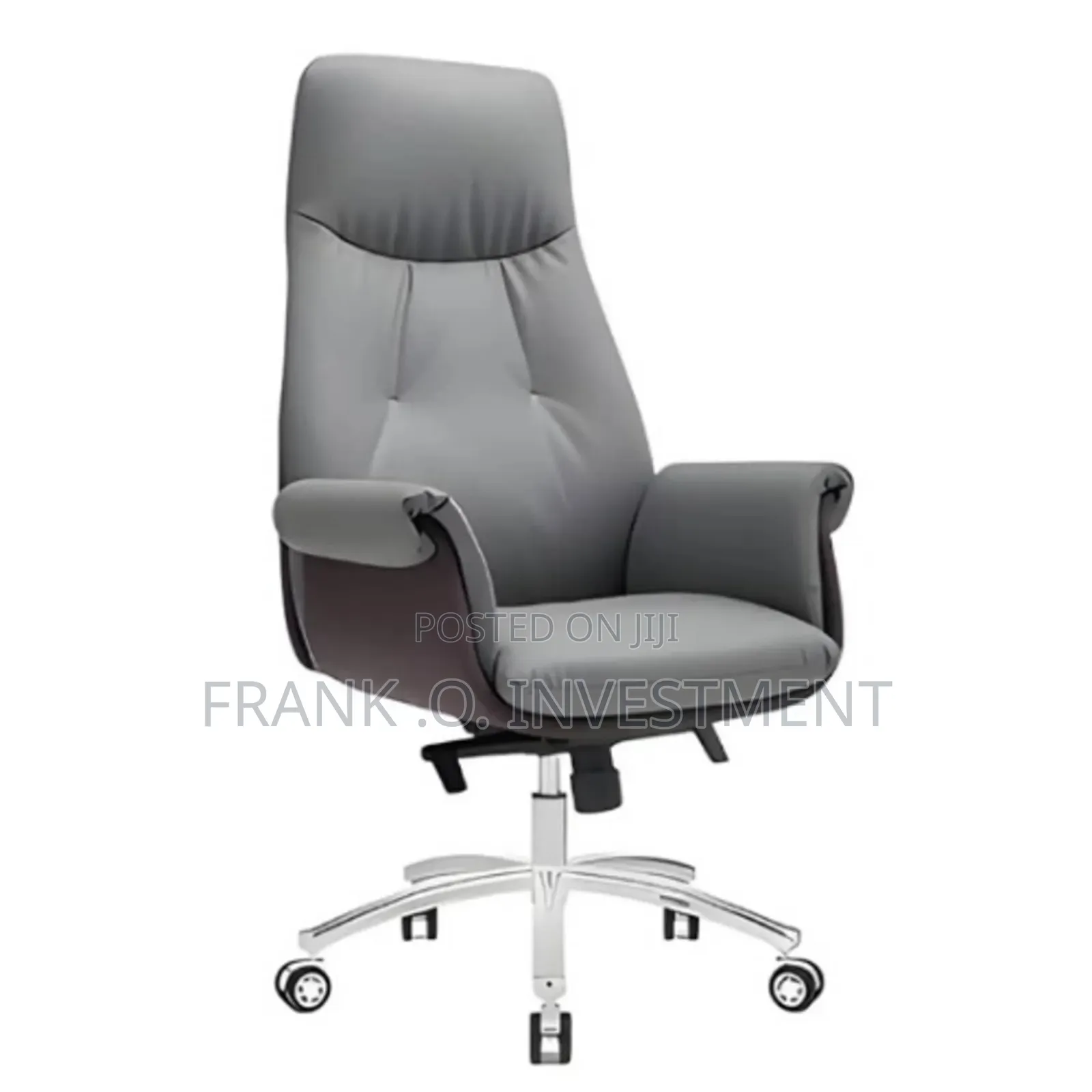 Executive Leather Swivel Office Chair - Brown Back/Front - Grey