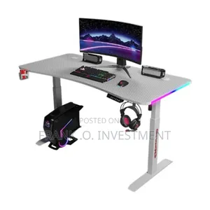 Adjustable Computer Table for Streaming - Side RGB Display - 1.4metre