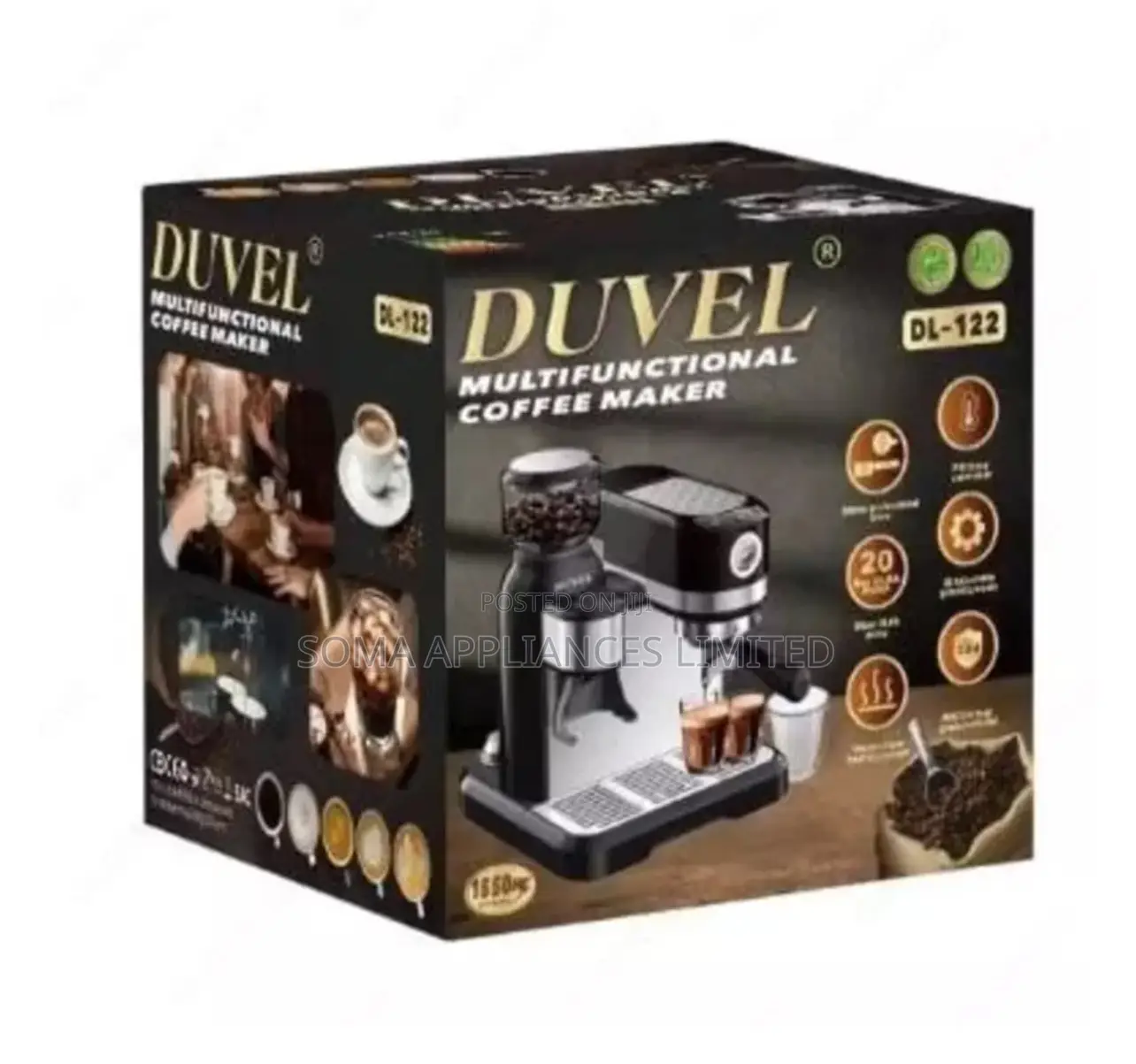 Duvel Dl-122 Professional Espresso Coffee Machine With Grinder