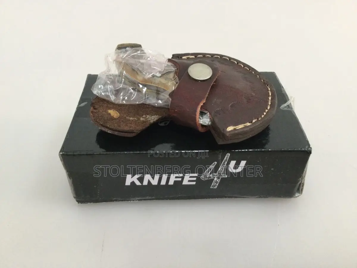Knife4u Raindrop Damascus Steel Edc Handle Rams Horn
