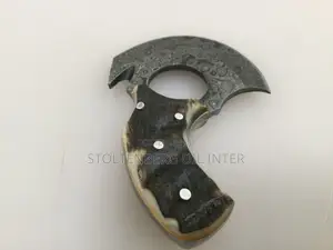 Knife4u Raindrop Damascus Steel Edc Handle Rams Horn