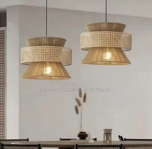 New Chinese Wicker Rattan Art Basket Crafted Pendant Dropping Light