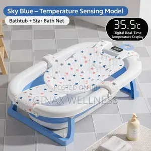 Spacious Foldable Baby Bathtub With Breathable Bath Net