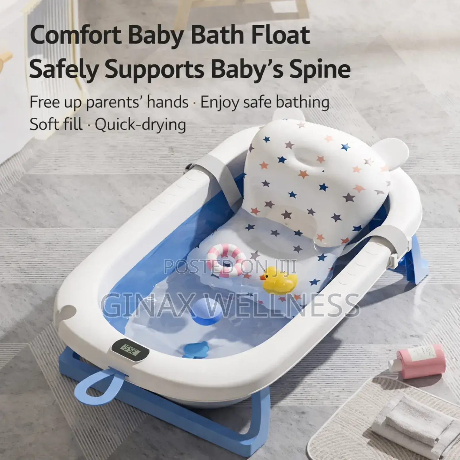 Spacious and Foldable Baby Bathtub With Comfort Bath Float