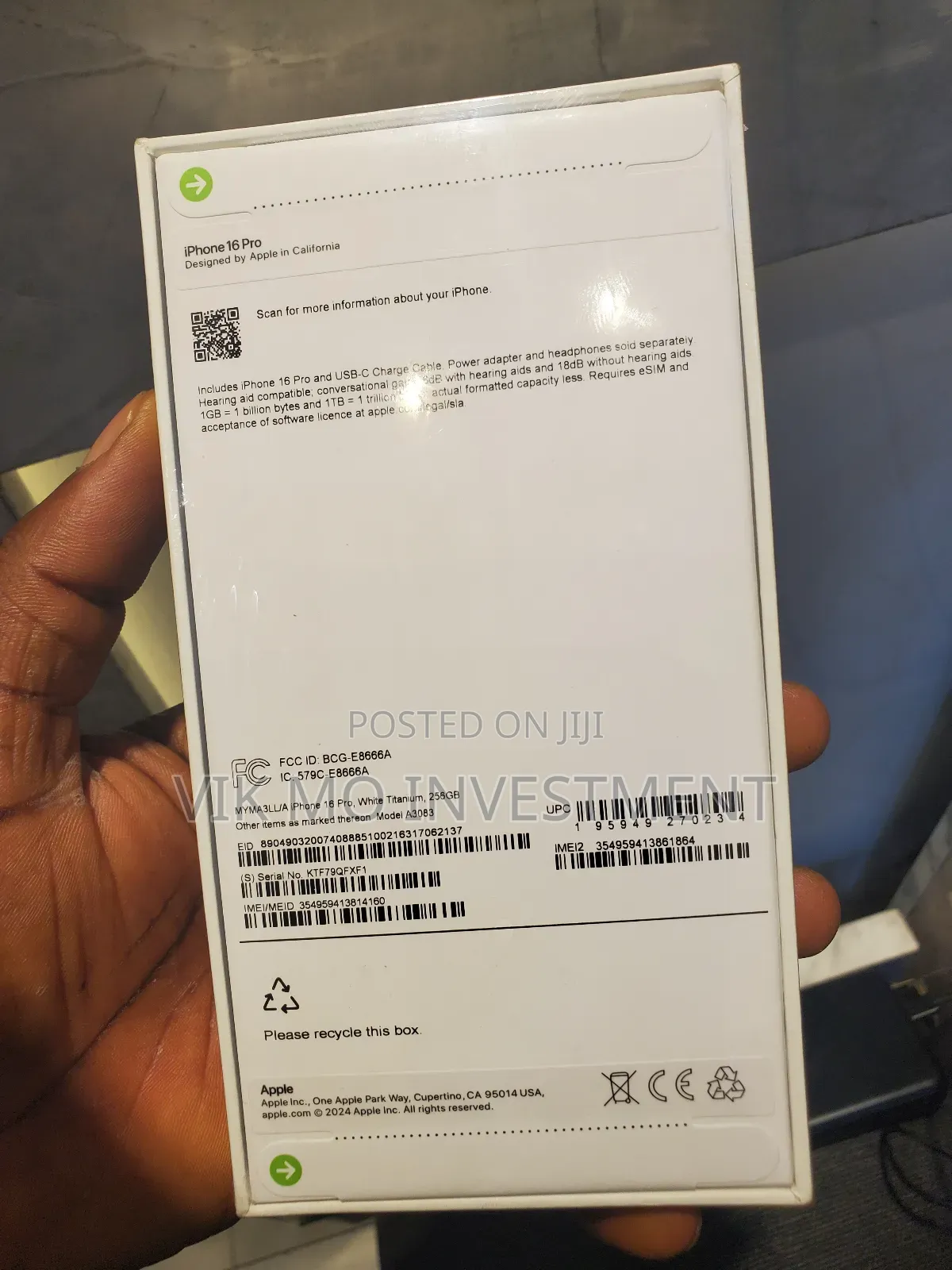 New Apple iPhone 16 Pro 256 GB White