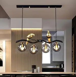 Black Linear Chandelier With Birds
