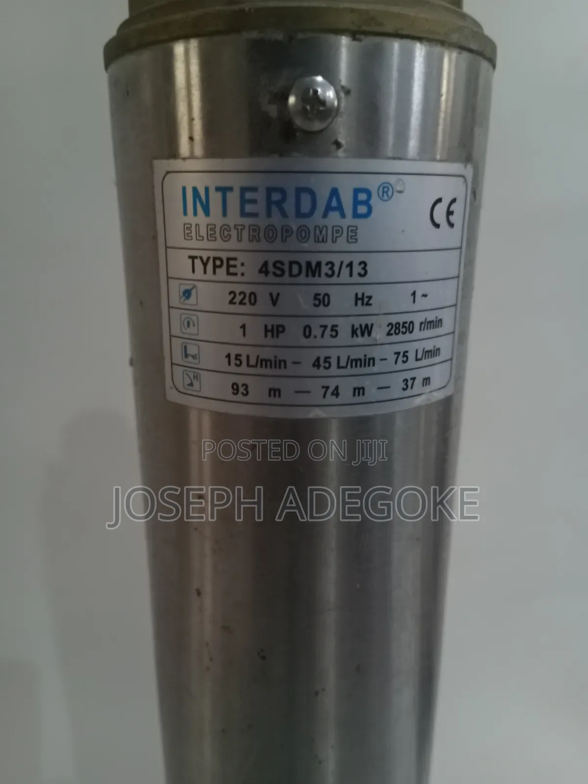 1hp Interdab Submersible Water Pump