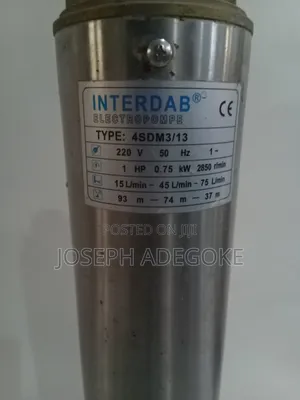 1hp Interdab Submersible Water Pump