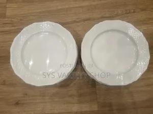 14 Set of White Flat Serving Plates