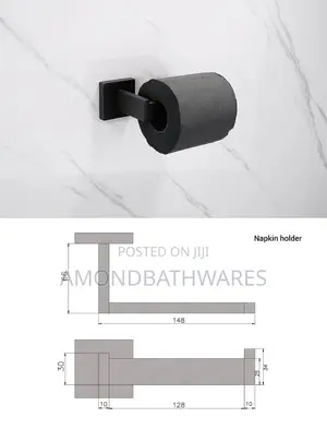 Matt Black L Shaped Tissue Holder
