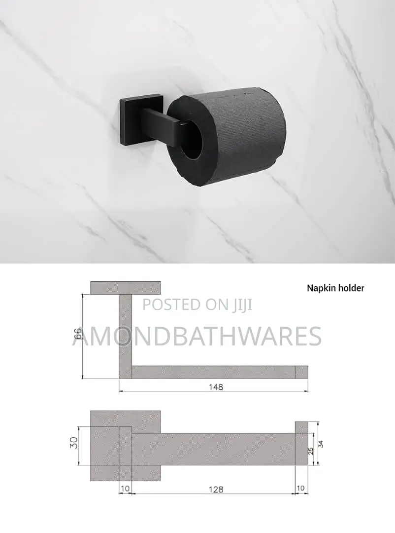 Matt Black L Shaped Tissue Holder