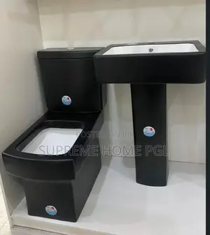 High Quality Black Modern Wc Pedestal Basin Set