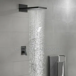 Black Conduit Shower Mixer With Rainfall Shower Rose