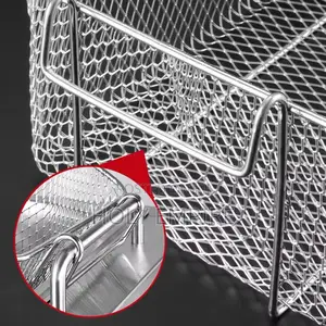 Frying Basket Rectangle Wire Mesh Strainer With Long Handle