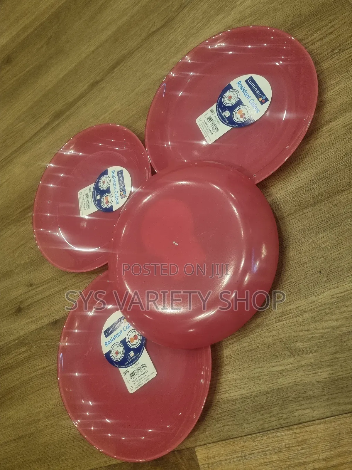 4 Set of Arty Pink Glass Dinner Plates