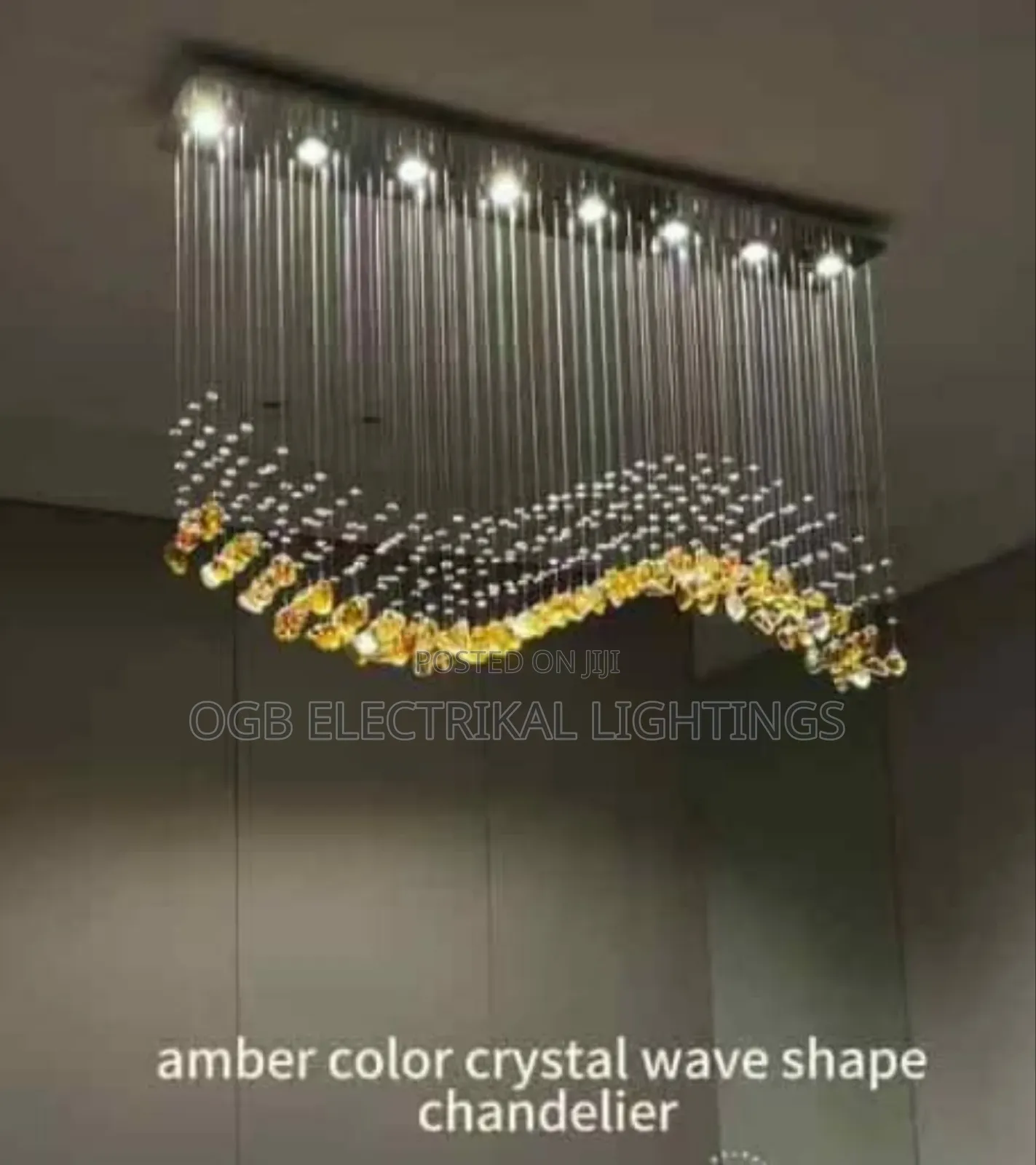 Wave Rectangular Crystal Chandelier