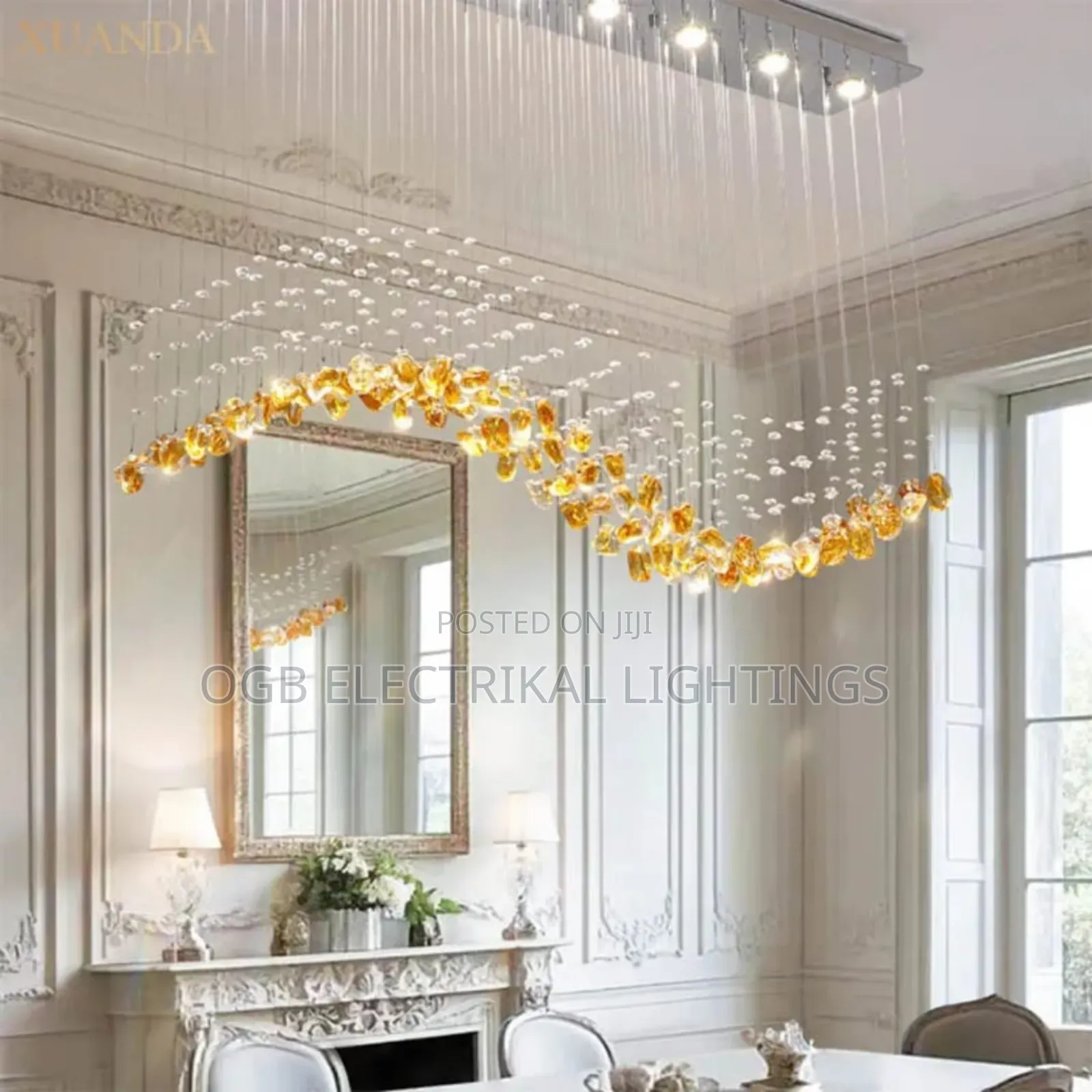 Wave Rectangular Crystal Chandelier