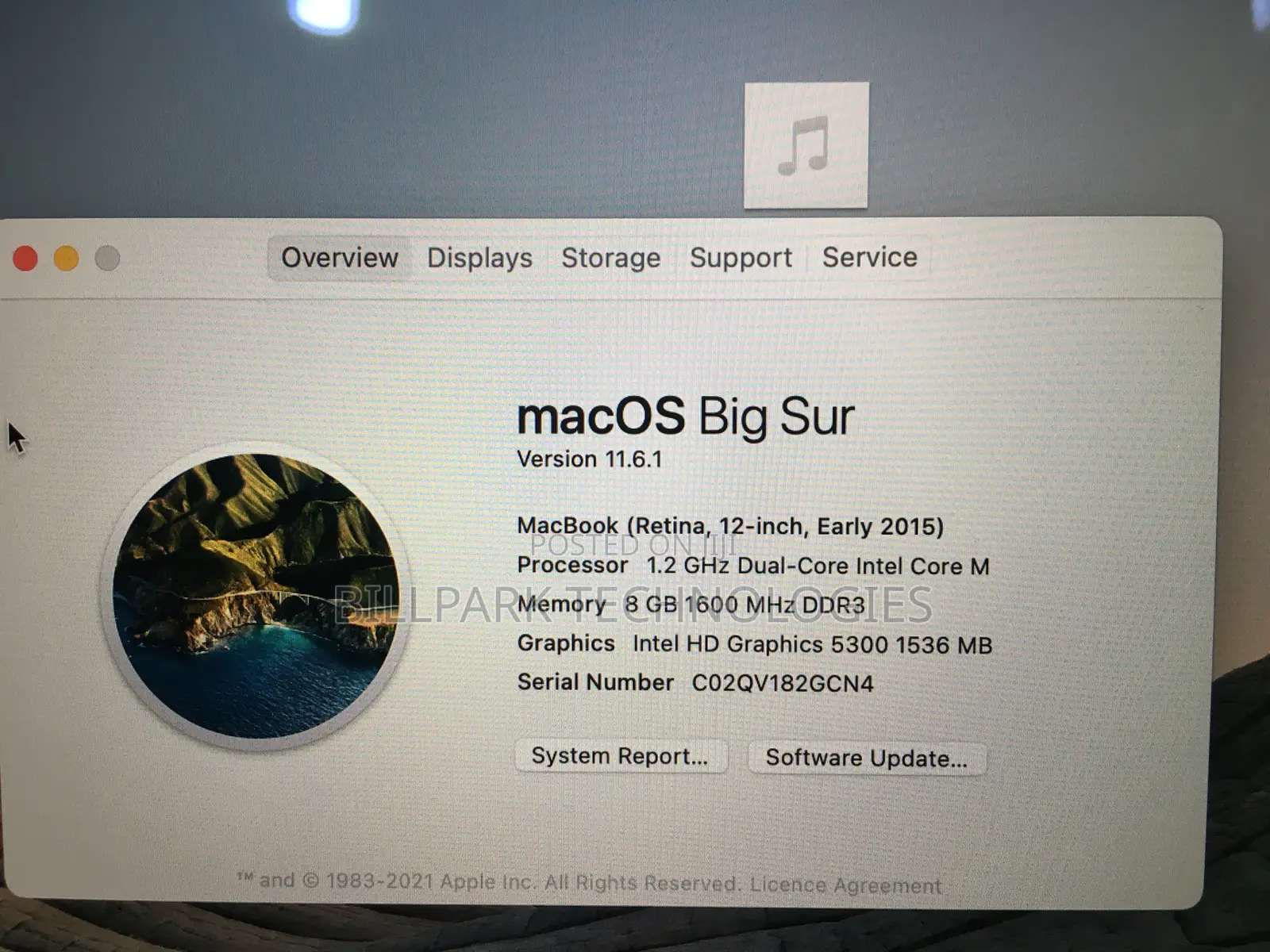 Laptop Apple MacBook 2015 8GB Intel Core M SSD 500GB