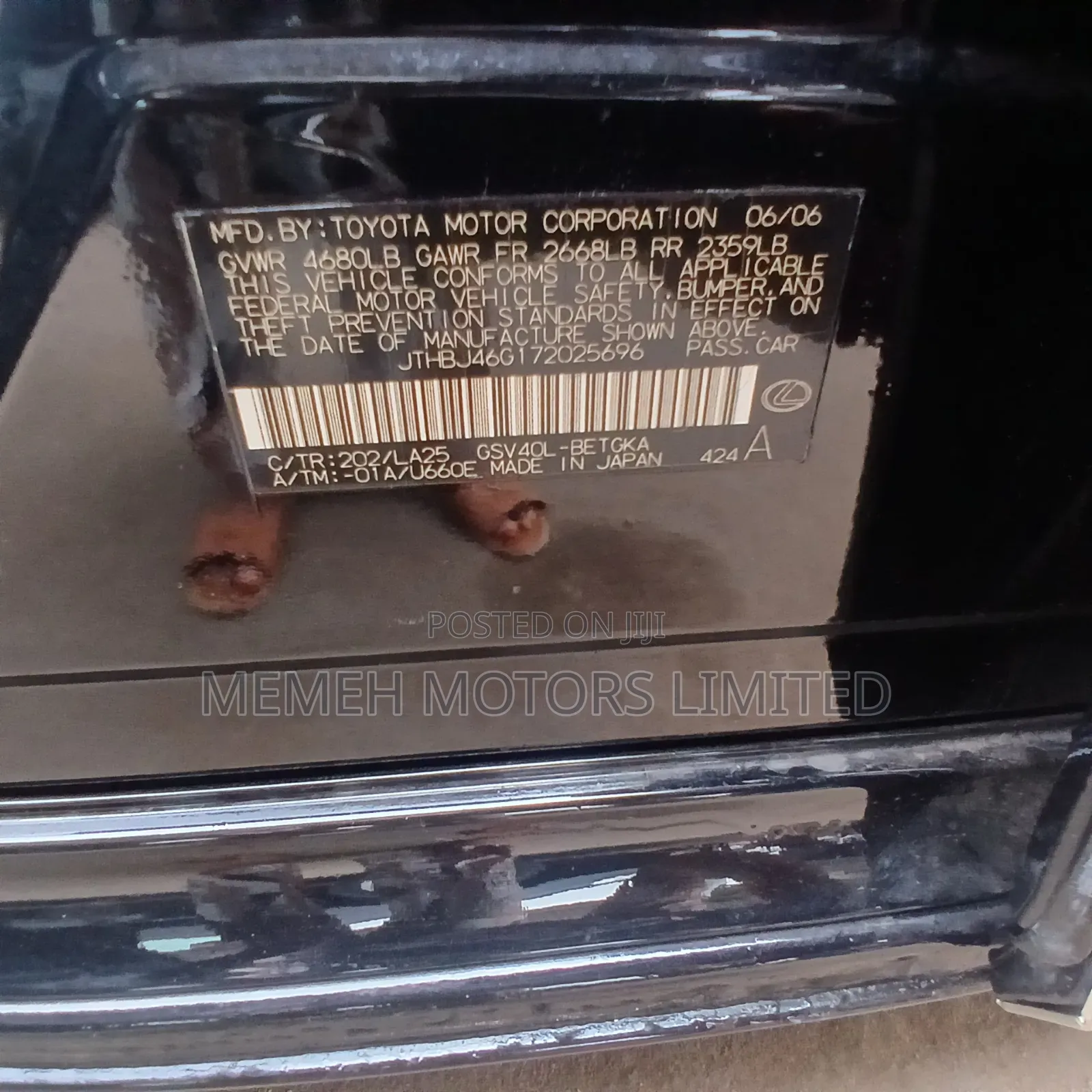Lexus ES 350 2007 Black