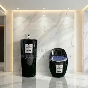 England Smart Black Water Closet Set With Standing Basin