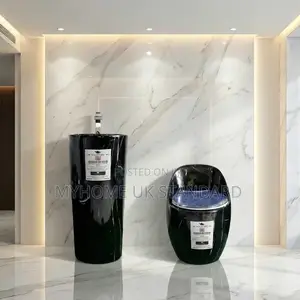 England Smart Black Water Closet Set With Standing Basin