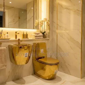 Executive England Gold Water Closets Set With Basin