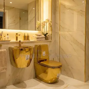 Executive England Gold Water Closets Set With Basin