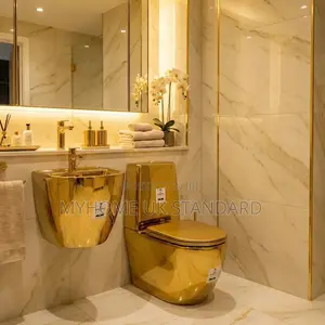 Executive England Gold Water Closets Set With Basin
