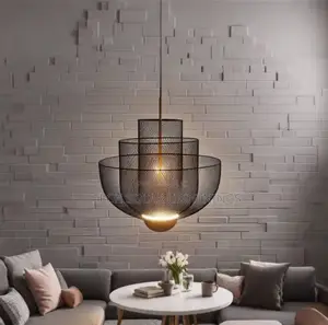 American Simple Grid Hollow Pendant Lights Nordic Designer Light