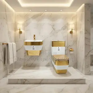 Luxury Gold And White England Water Closets With Basin
