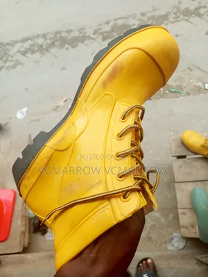 Pair of Yellow PVC Safety Rain Boots