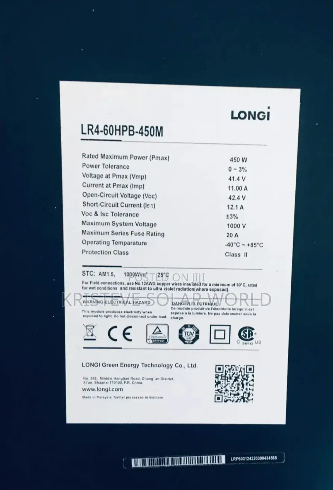 450w Longi All Black Panel Clean Look, Powerful Output!