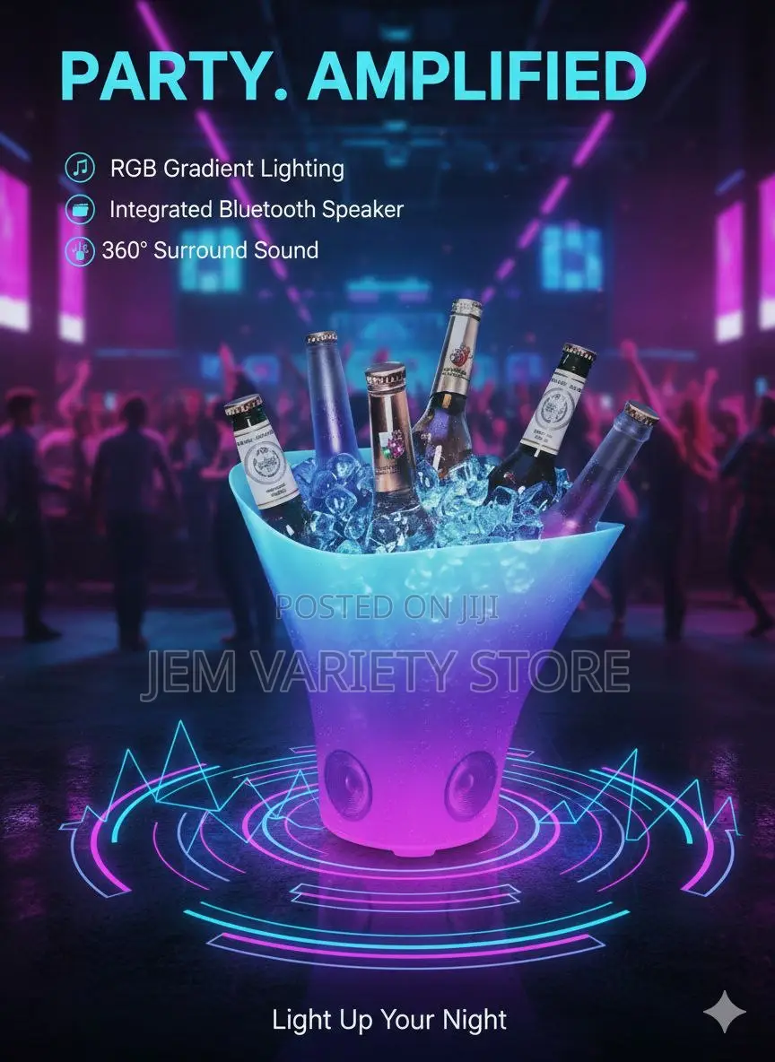 RGB Light and Bluetooth Speaker Enabled Ice Bucket