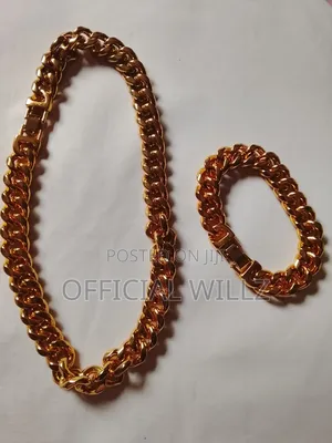 Gold Cuban Link Chain and Bracelet