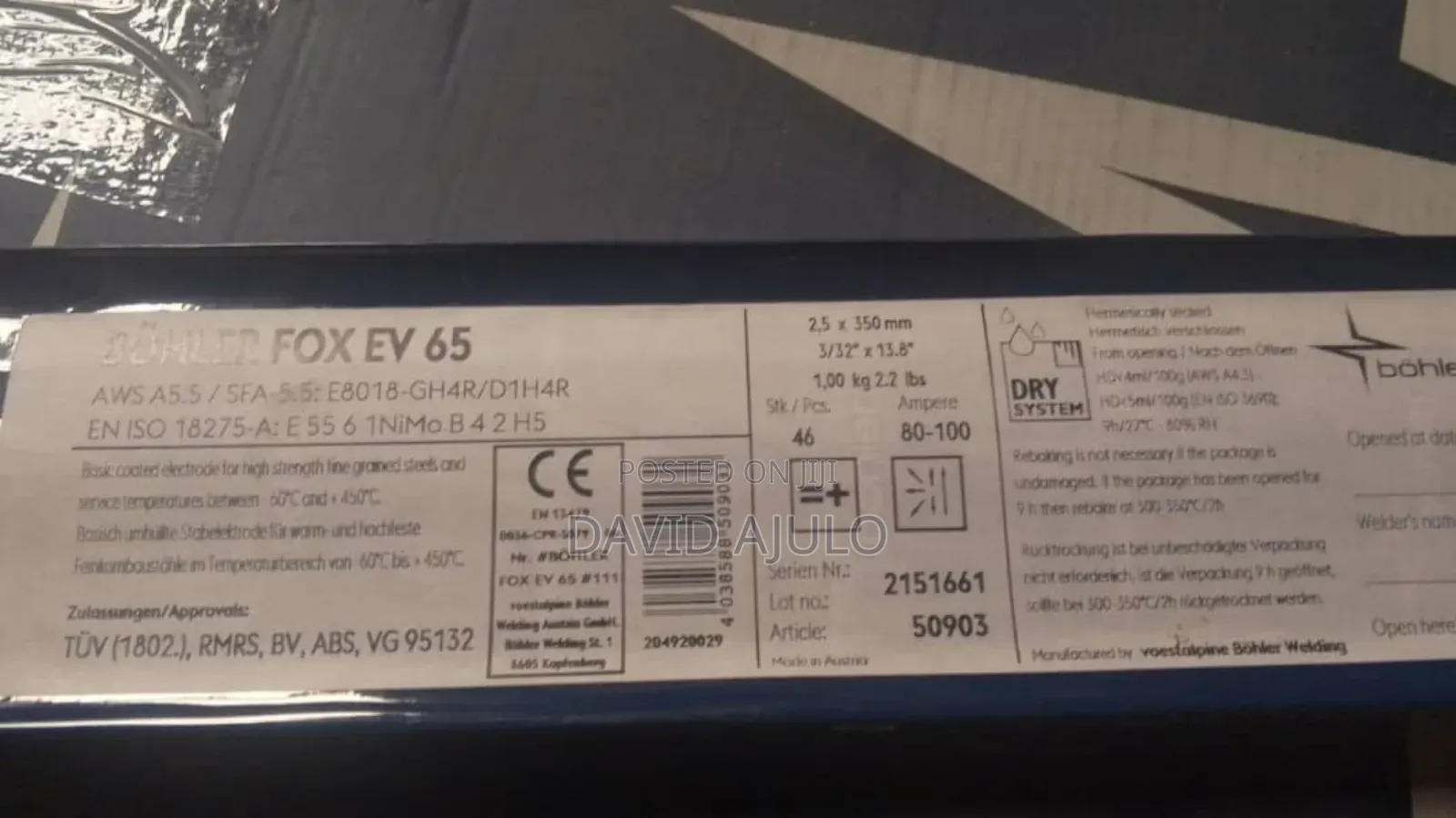 Bohler Fox Ev 65 Electrode Sticks
