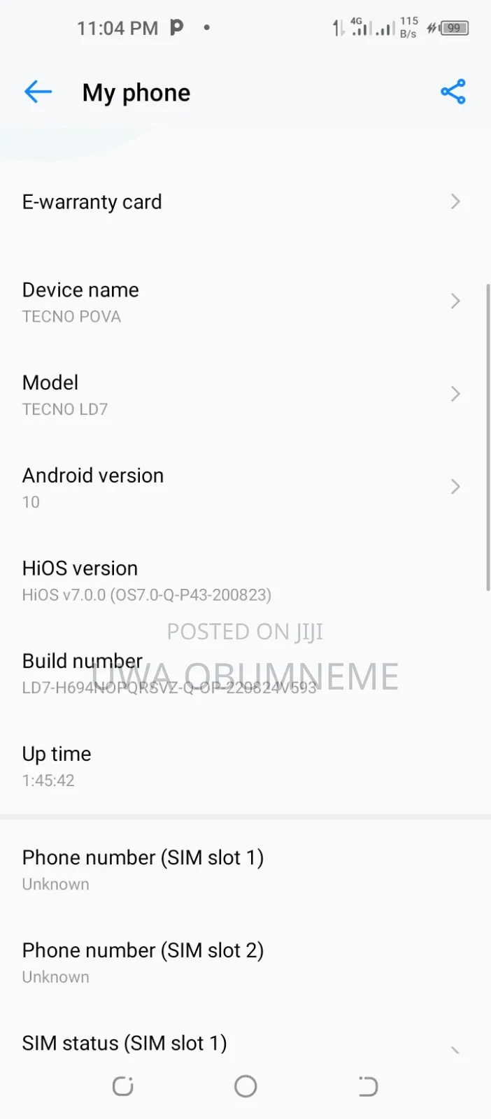 Tecno Pova 128 GB Blue