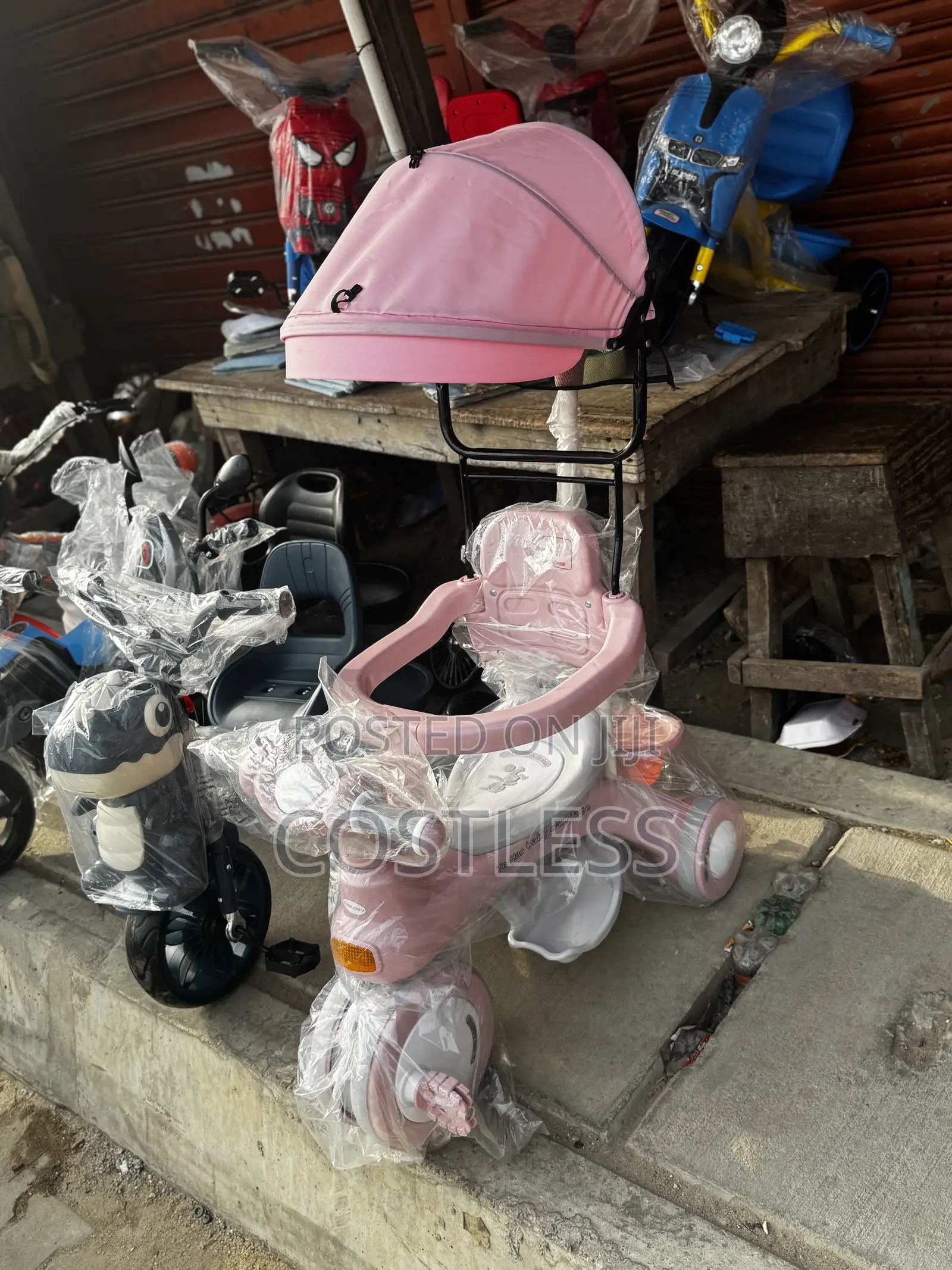 3-in-1 Push Stroller With Removable Sunshade Canopy.