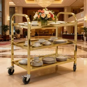 Quality Stainless Steel Titanium Gold 3 Layer Food Trolley