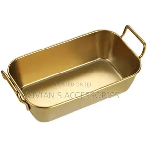 Stainless Steel Gold Serving Plate for Chicken and Chips.
