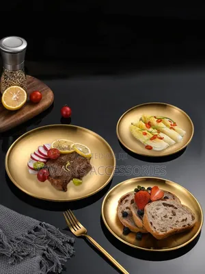 Stainless Steel Golden 10inches Dinner Plate.