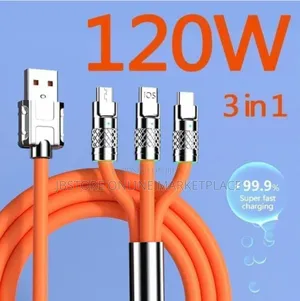 Super Fast Charger 3-in-1 Usb Charging Data Cable 6a 120w