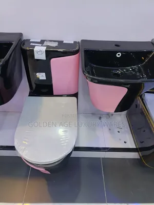 Pink and Black Executive Wc Set With Wash Hand Basin