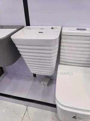 Rimed Body Plain White Executive Wc Set With Wash Hand Basin