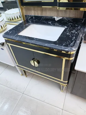 Black and Gold Cabinet Basin