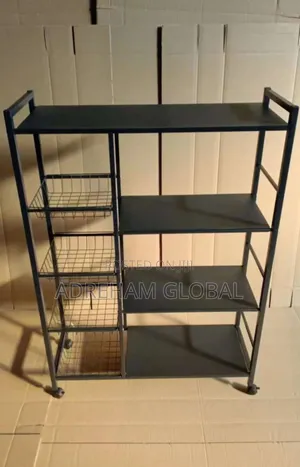 4 Layers Iron Kitchen/Living Room Shelf With Storage Baskets