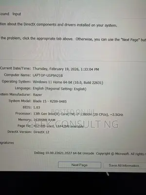 Laptop Razer Blade 16GB Intel Core i7 SSD 1T